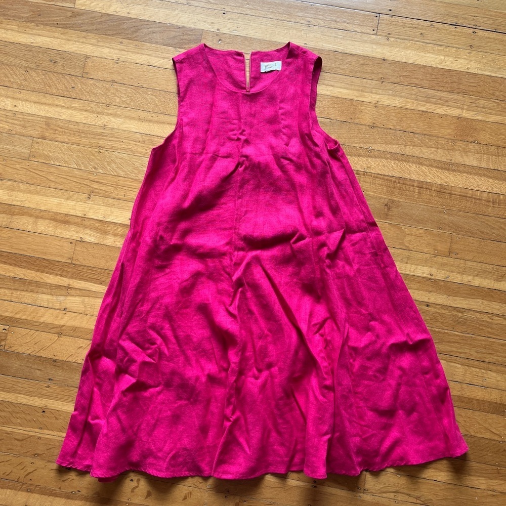 The Keiko Mini Dress by Maeve Anthropologie Small S fuchsia hot pink linen